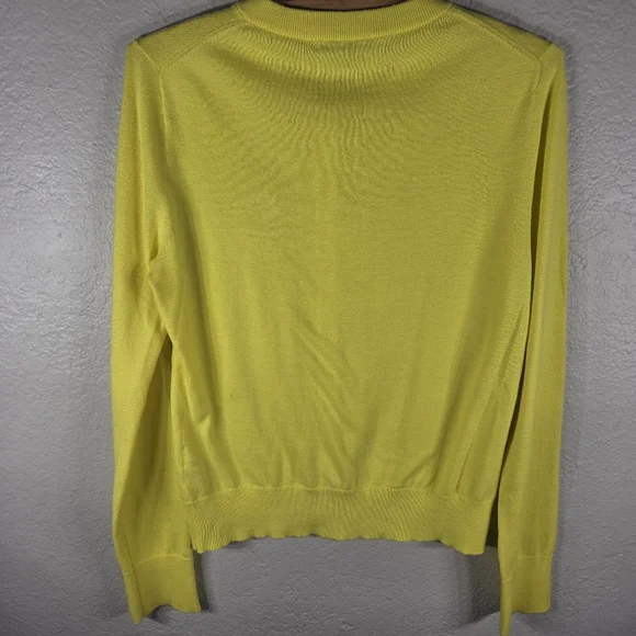 J. Crew Yellow Cardigan Sweater Size S Long Sleeve Button Up Crew Neck Cotton - Picture 2 of 15